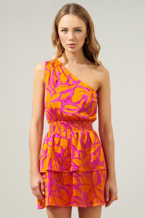 Sugarlips Sweet Chili Satin Show Off One Shoulder Mini Dress