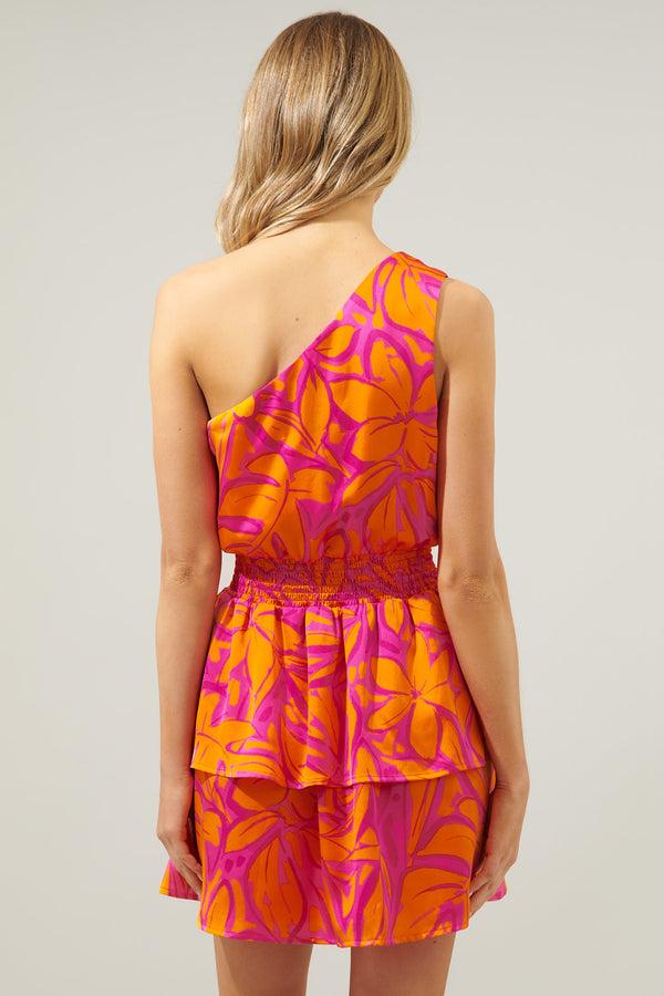 Sugarlips Sweet Chili Satin Show Off One Shoulder Mini Dress