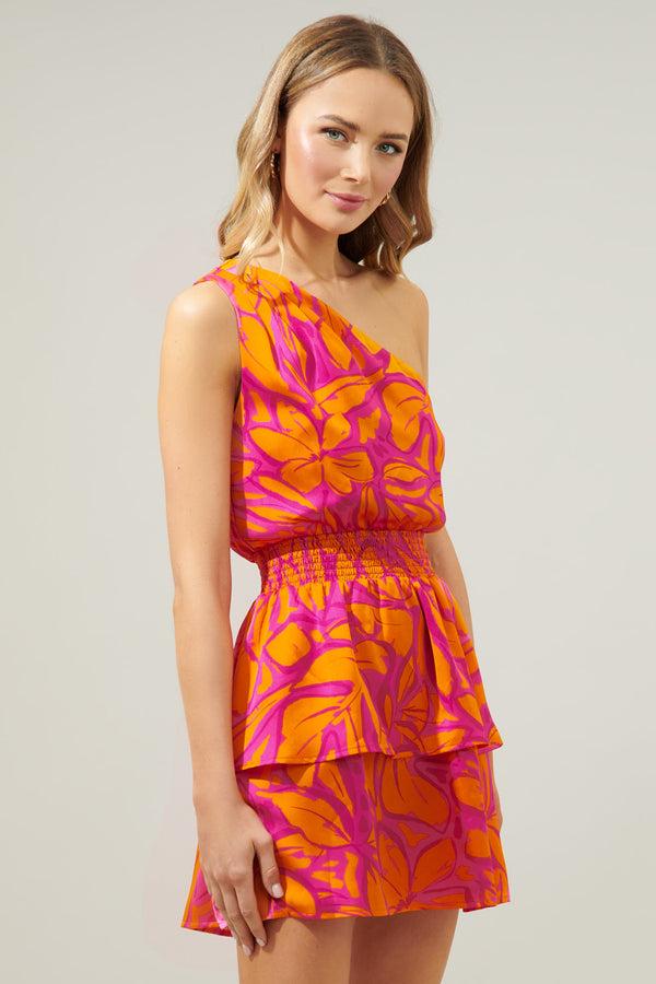 Sugarlips Sweet Chili Satin Show Off One Shoulder Mini Dress
