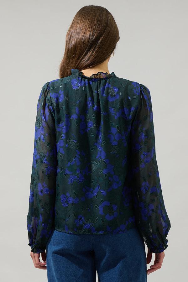 Sugarlips Sweetwater Floral Organza Bowie Long Sleeve Top