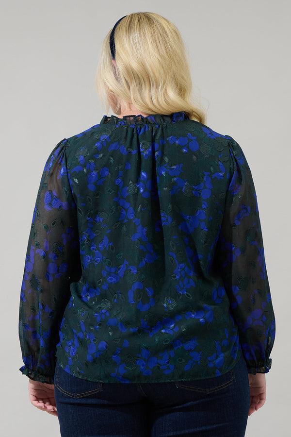 Sugarlips Sweetwater Floral Organza Bowie Long Sleeve Top Curve