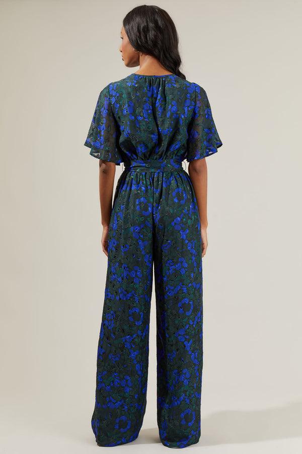 Sugarlips Sweetwater Floral Organza Short Sleeve Jumpsuit