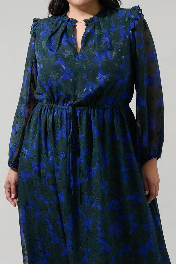Sugarlips Sweetwater Floral Organza Tiered Midi Dress Curve