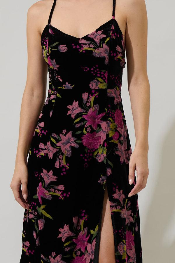 Sugarlips Sylvia Floral Midnight Parting Ways Midi Dress