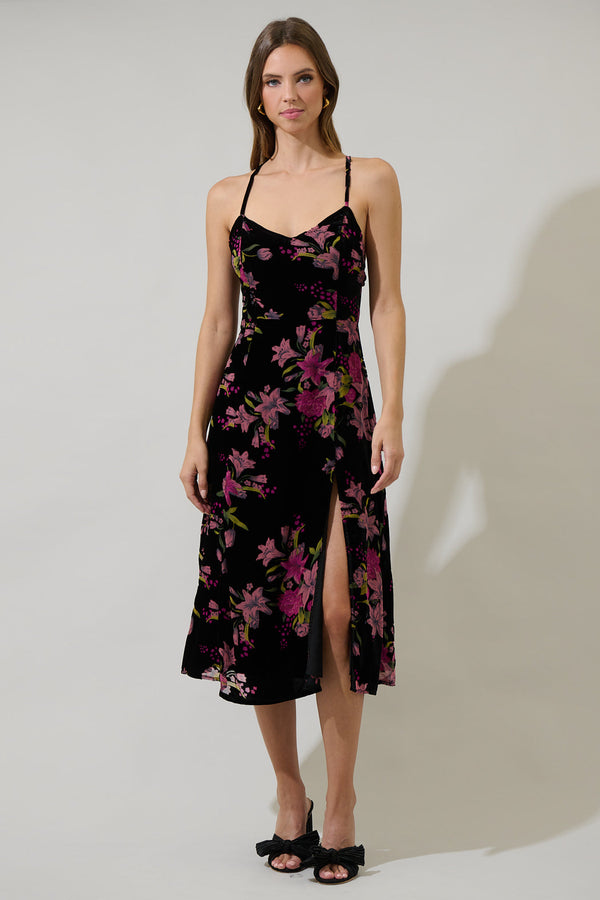 sugarlips Sylvia Floral Midnight Parting Ways Midi Dress