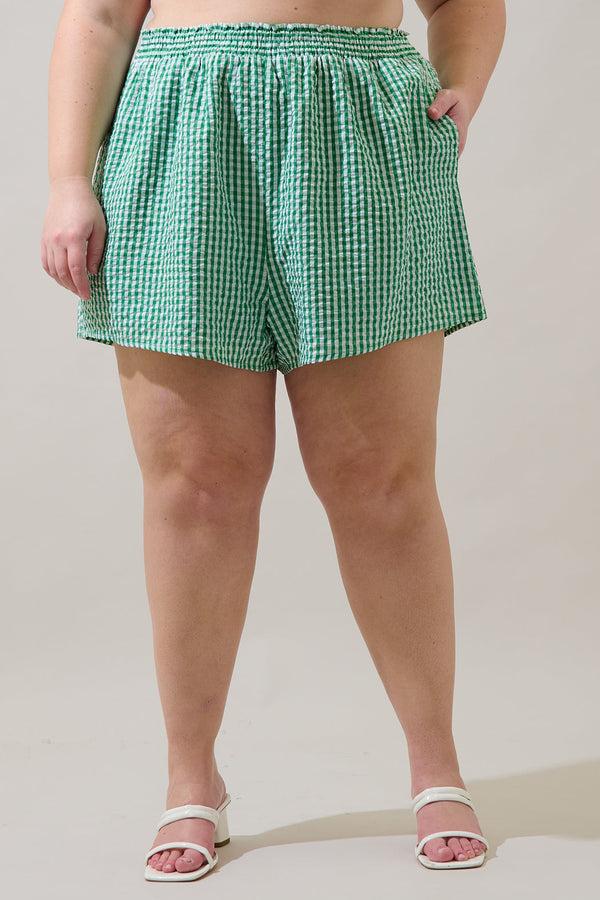 sugarlips Tamara Gingham High Waisted Kiera Shorts Curve