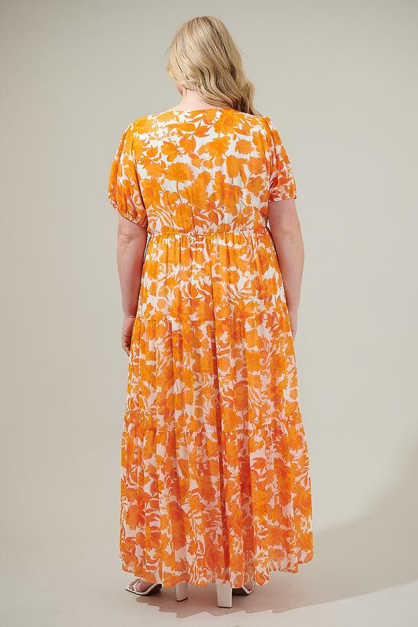 Sugarlips Tangelo Floral Monaco Tiered Maxi Dress Curve