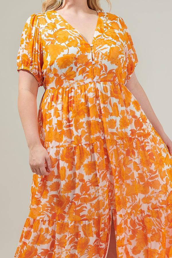Sugarlips Tangelo Floral Monaco Tiered Maxi Dress Curve