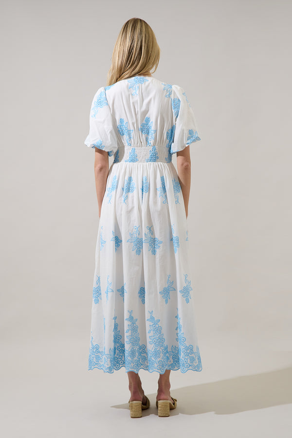 Sugarlips Tannia Embroidered Button Down Maxi Dress