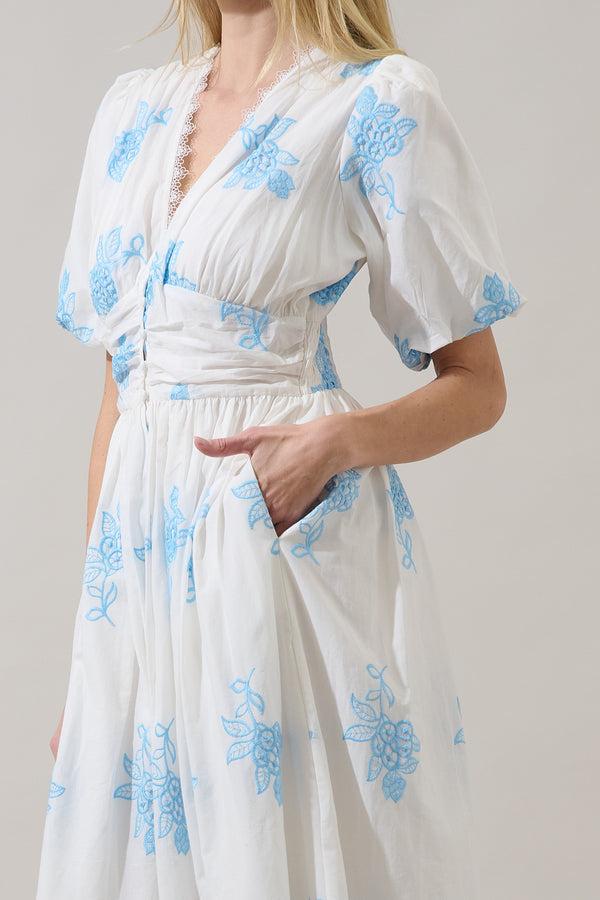 Sugarlips Tannia Embroidered Button Down Maxi Dress