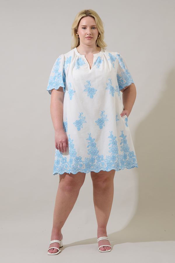 Sugarlips Tannia Embroidered Shift Mini Dress Curve