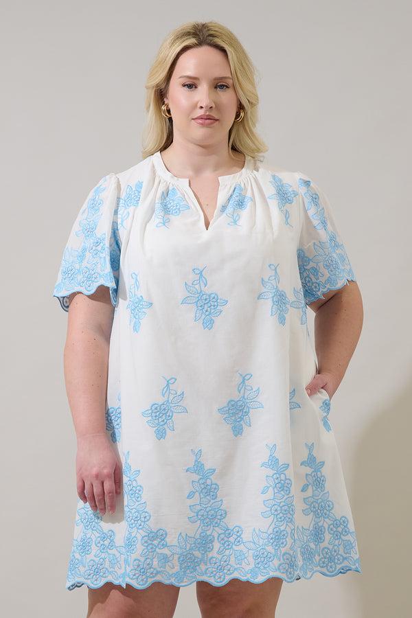 sugarlips Tannia Embroidered Shift Mini Dress Curve