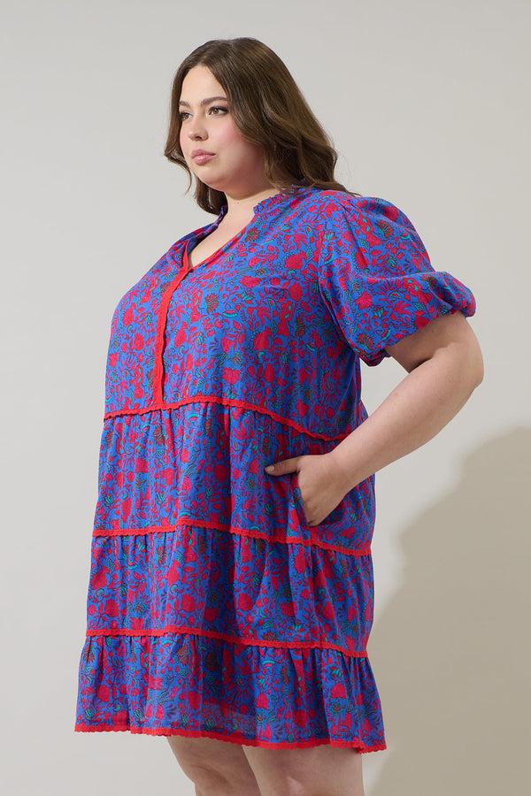 Sugarlips Tanya Floral Korra Tiered Mini Dress Curve