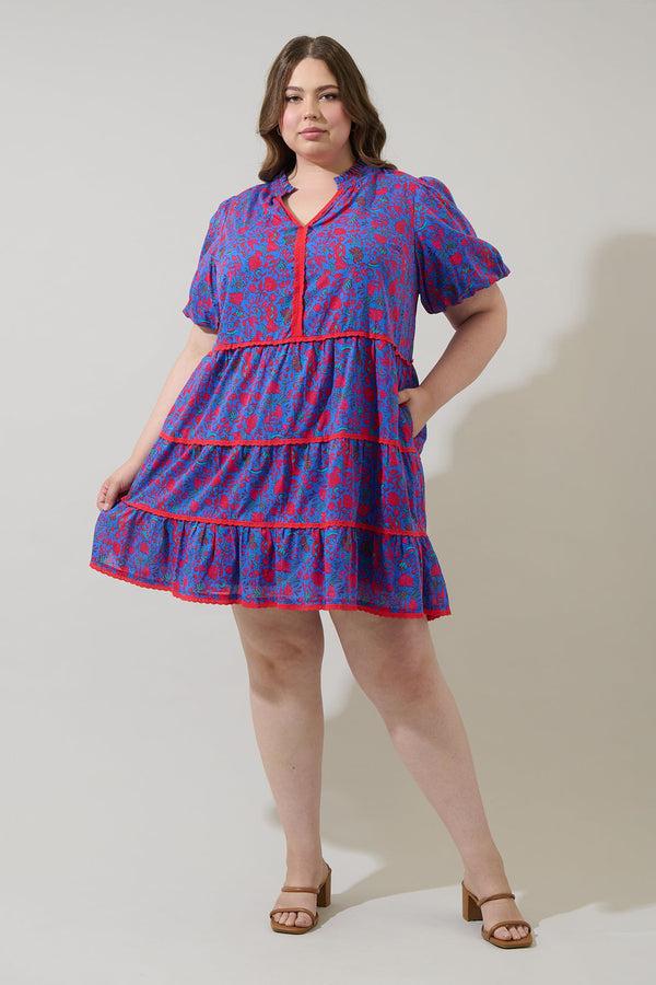 Sugarlips Tanya Floral Korra Tiered Mini Dress Curve