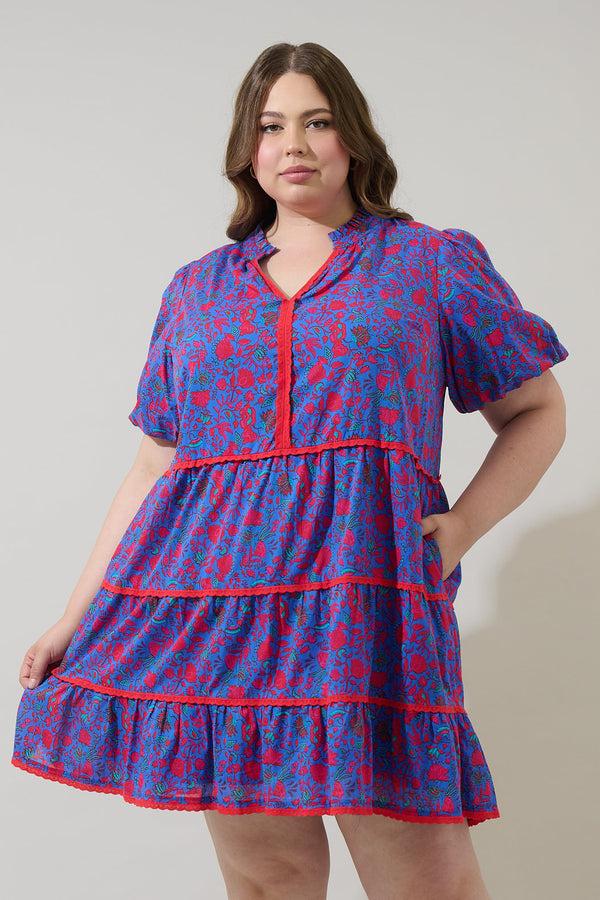 sugarlips Tanya Floral Korra Tiered Mini Dress Curve