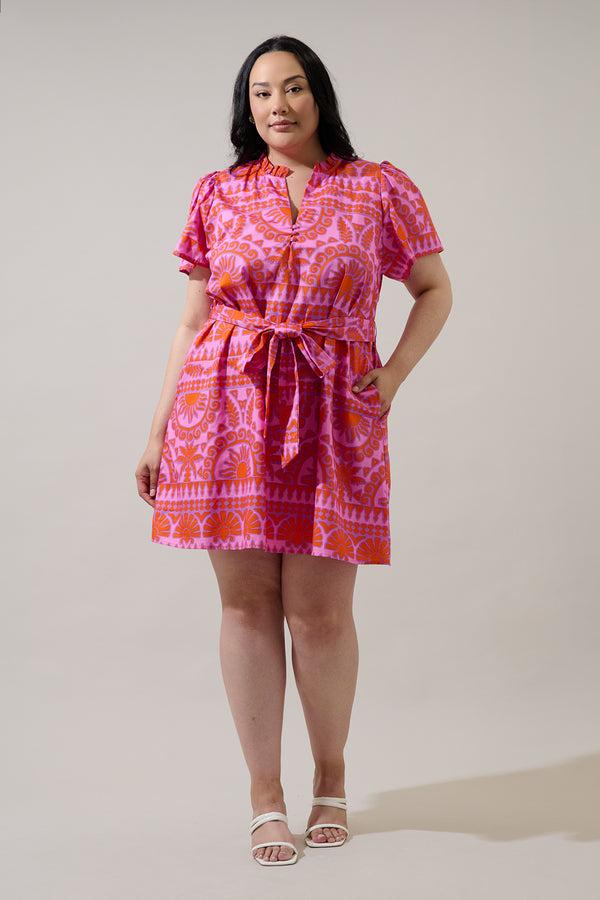 Sugarlips Tarie Tropical Ema Shift Mini Dress Curve