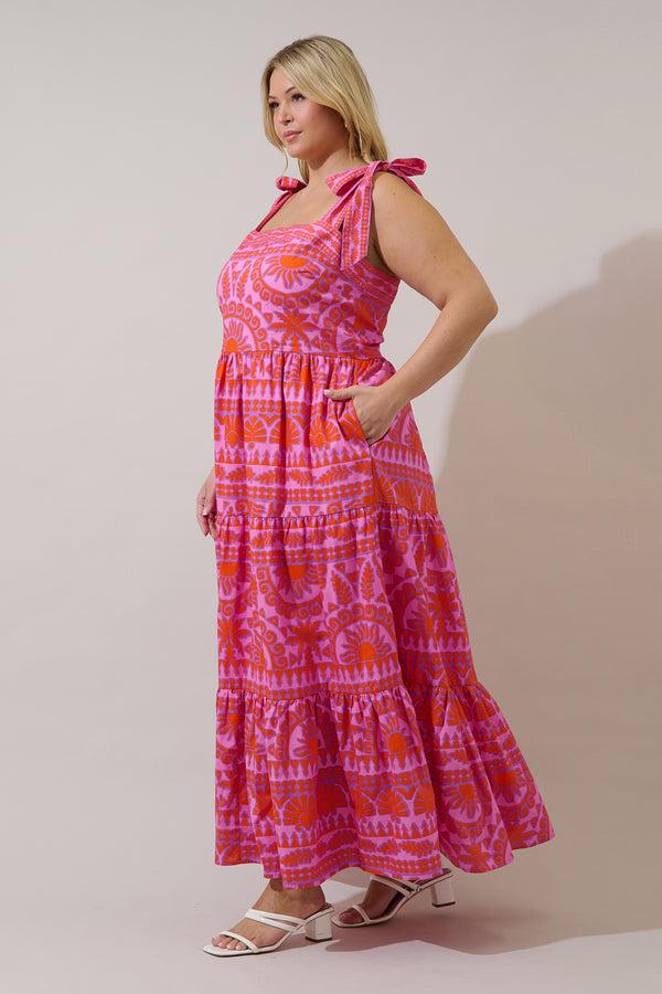 Sugarlips Tarie Tropical Emely Tiered Maxi Dress Curve