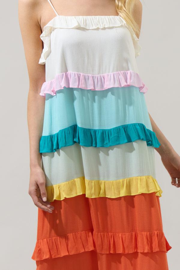 Sugarlips Taste The Rainbow Sleeveless Ruffle Maxi Dress