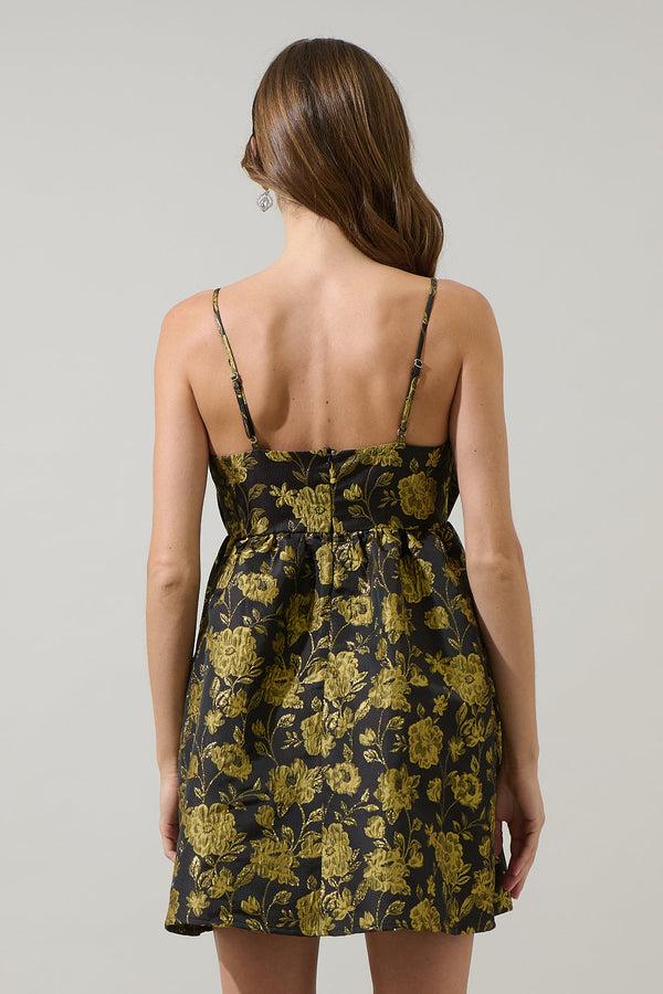 Sugarlips Thalia Jacquard Bow Tie Babydoll Mini Dress