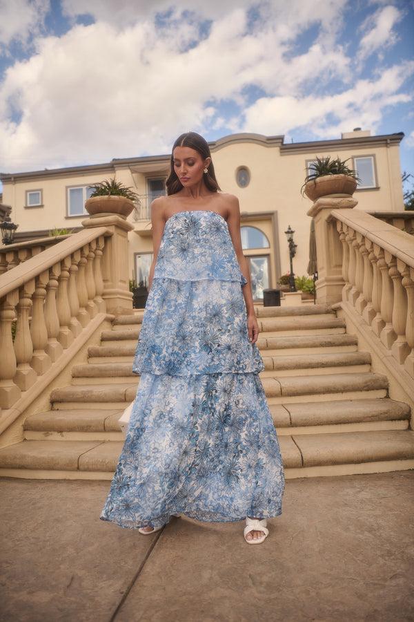 Sugarlips Tierra Floral Briary Strapless Maxi Dress