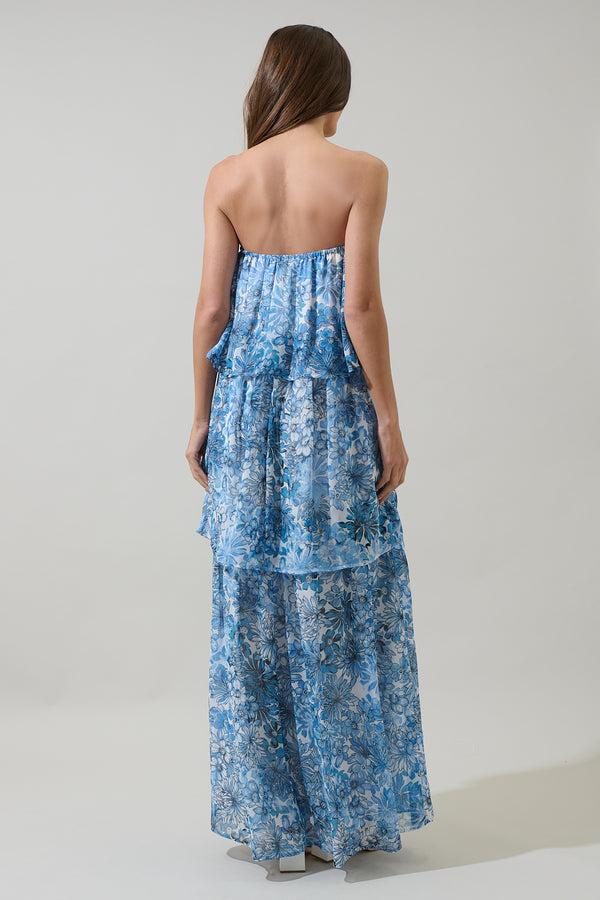 Sugarlips Tierra Floral Briary Strapless Maxi Dress