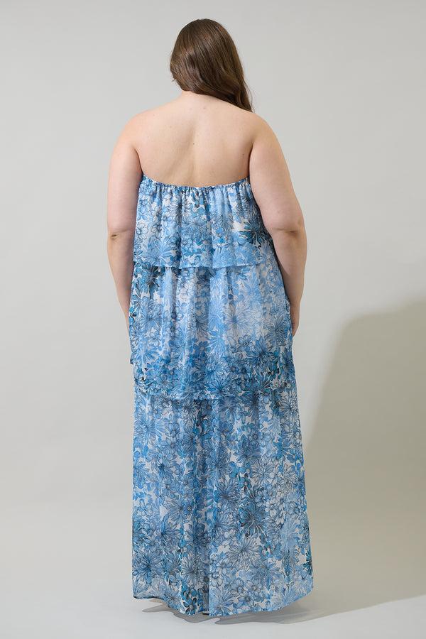 Sugarlips Tierra Floral Briary Strapless Maxi Dress Curve