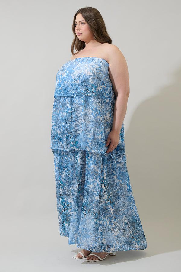 Sugarlips Tierra Floral Briary Strapless Maxi Dress Curve