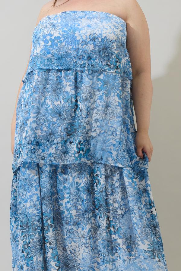 Sugarlips Tierra Floral Briary Strapless Maxi Dress Curve