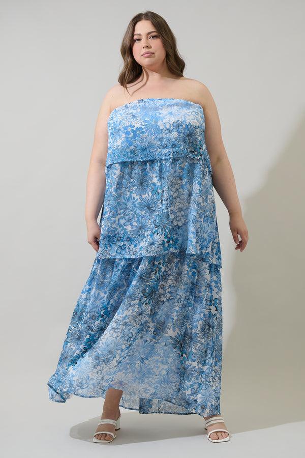 sugarlips Tierra Floral Briary Strapless Maxi Dress Curve