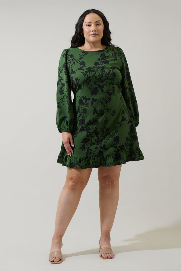 Sugarlips Tindrie Floral Ruffle Flounce Mini Dress Curve