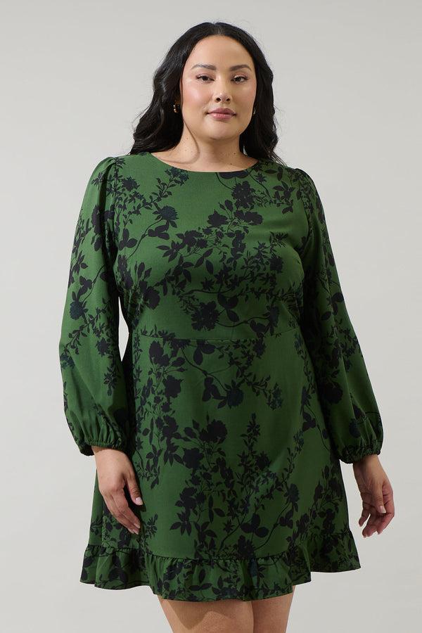 sugarlips Tindrie Floral Ruffle Flounce Mini Dress Curve