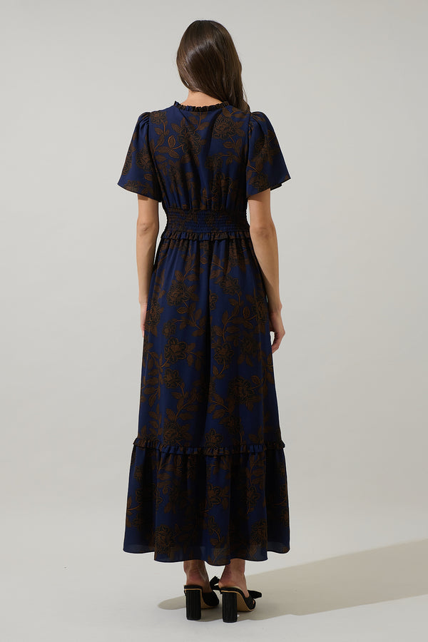 Sugarlips Tolleson Floral Valencia Split Neck Maxi Dress