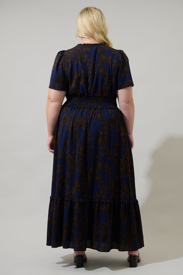 Sugarlips Tolleson Floral Valencia Split Neck Maxi Dress Curve