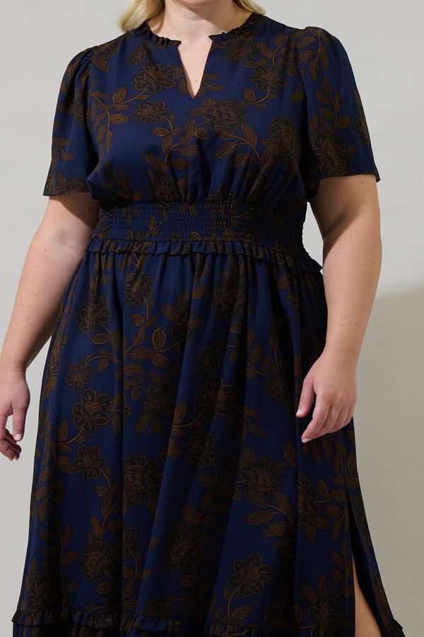 Sugarlips Tolleson Floral Valencia Split Neck Maxi Dress Curve