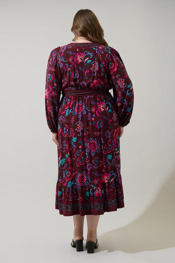 Sugarlips Tory Paisley Mindie Wrap Midi Dress Curve