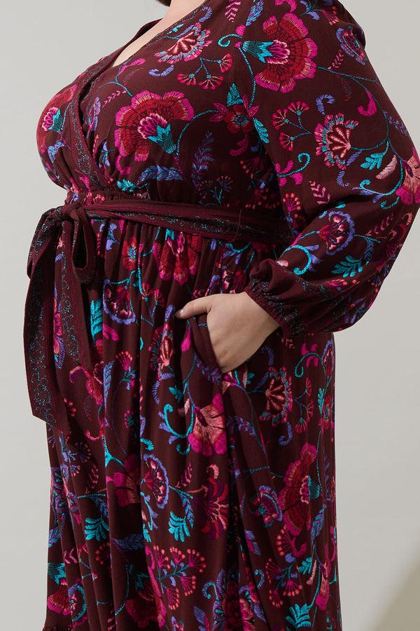 Sugarlips Tory Paisley Mindie Wrap Midi Dress Curve