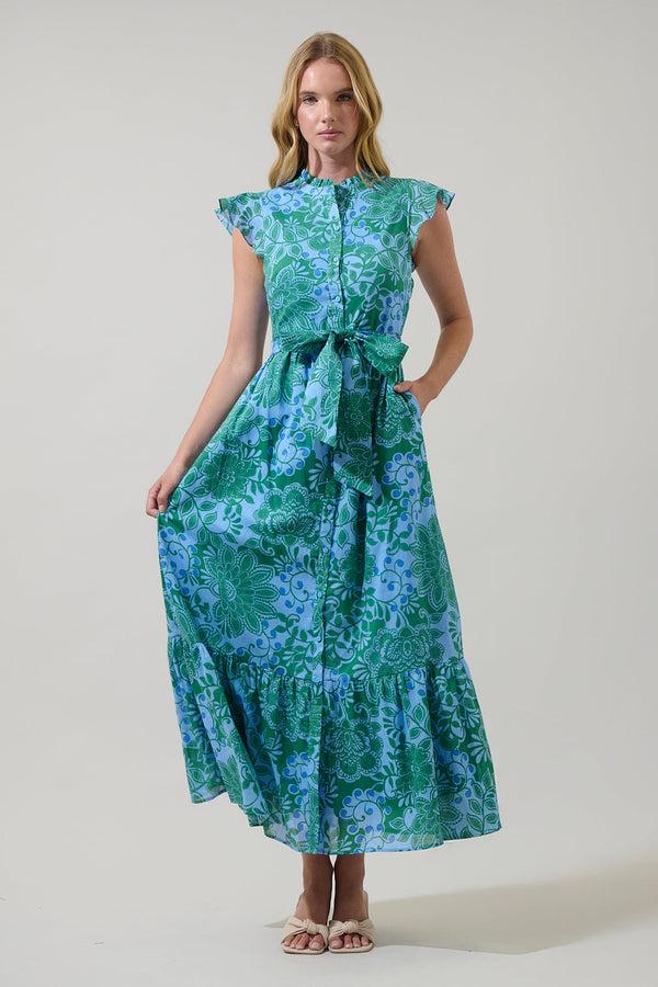 Sugarlips Tressa Floral Riah Button Down Maxi Dress