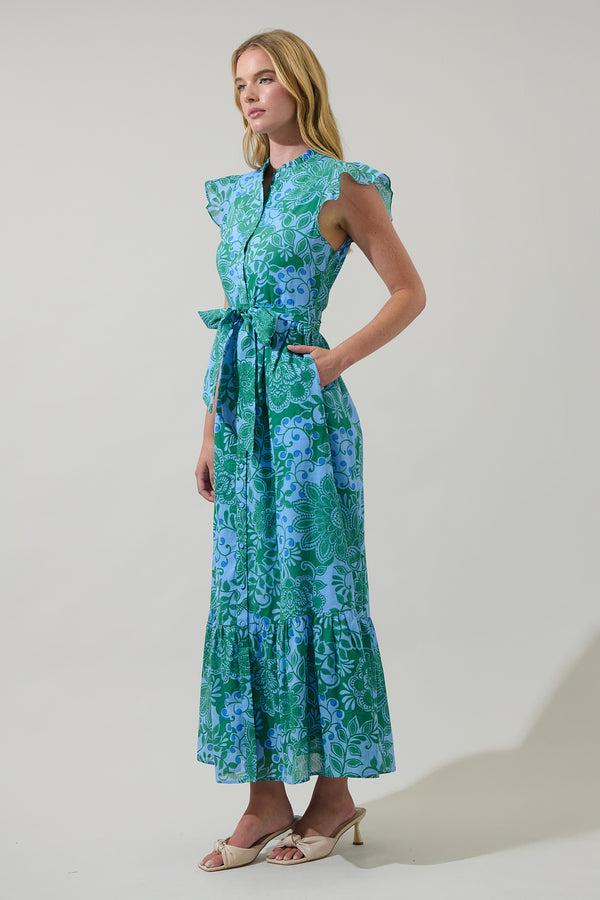 Sugarlips Tressa Floral Riah Button Down Maxi Dress