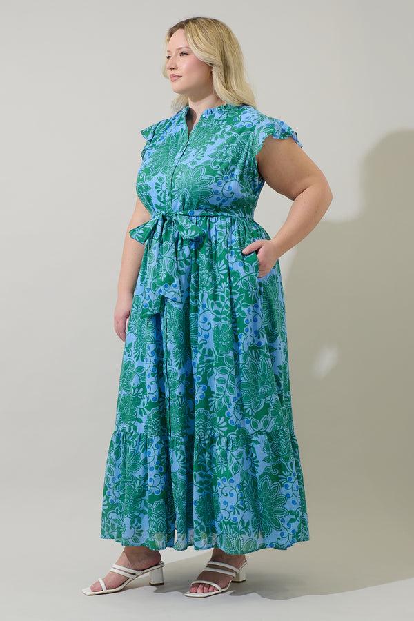 Sugarlips Tressa Floral Riah Button Down Maxi Dress Curve