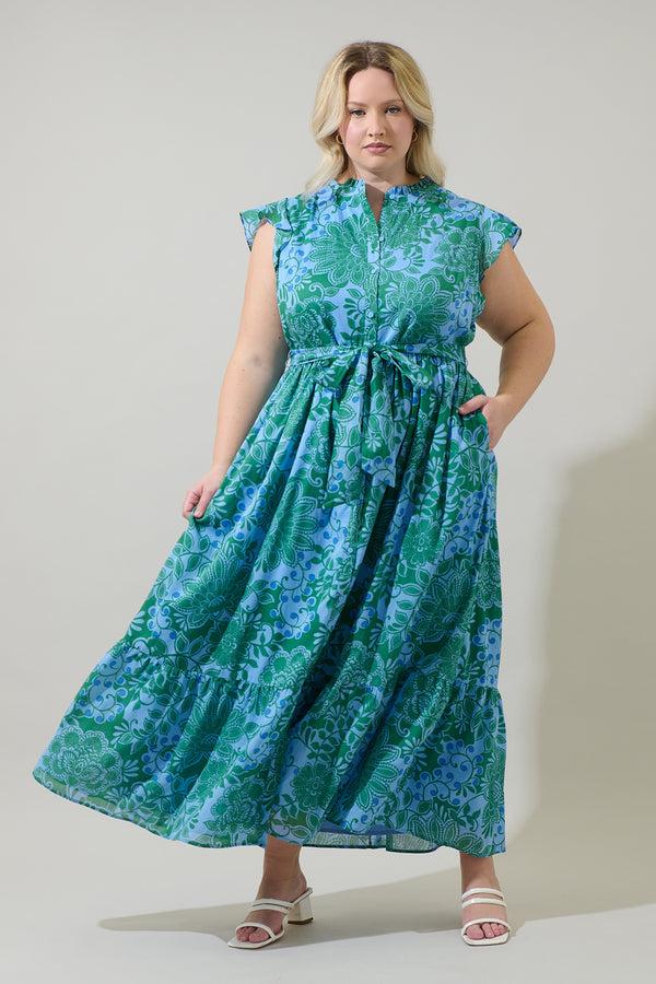 sugarlips Tressa Floral Riah Button Down Maxi Dress Curve