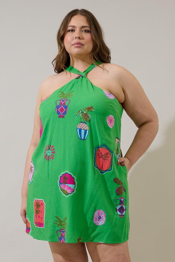 sugarlips Trinie Postcard Amory Halter Mini Dress Curve