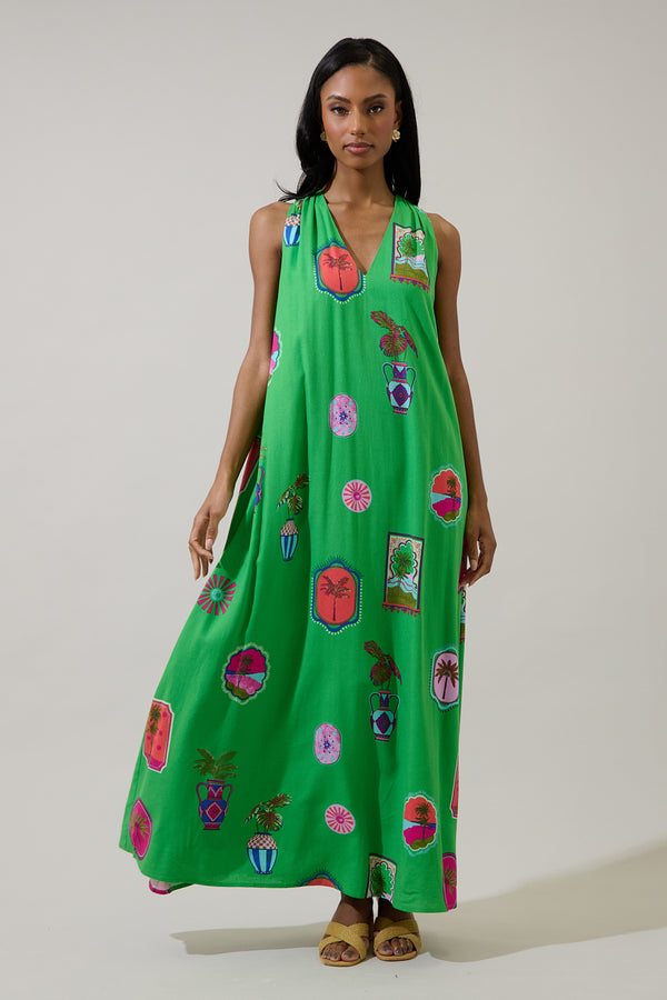 Sugarlips Trinie Postcard Rubi Halter Neck Maxi Dress