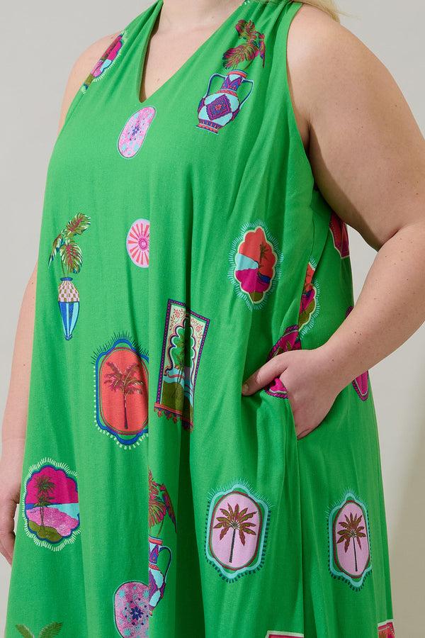 Sugarlips Trinie Postcard Rubi Halter Neck Maxi Dress Curve