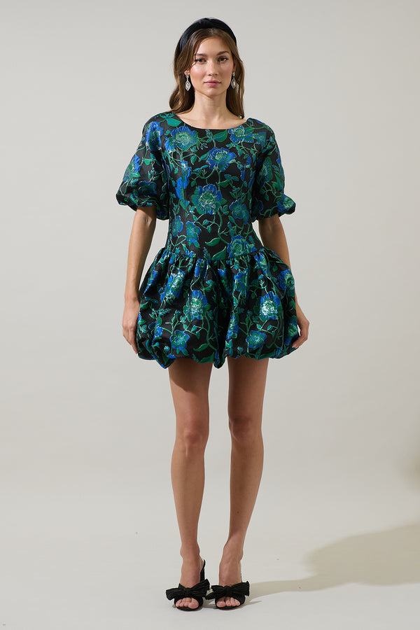 Sugarlips Trixy Jacquard Elisah Floral Bubble Mini Dress