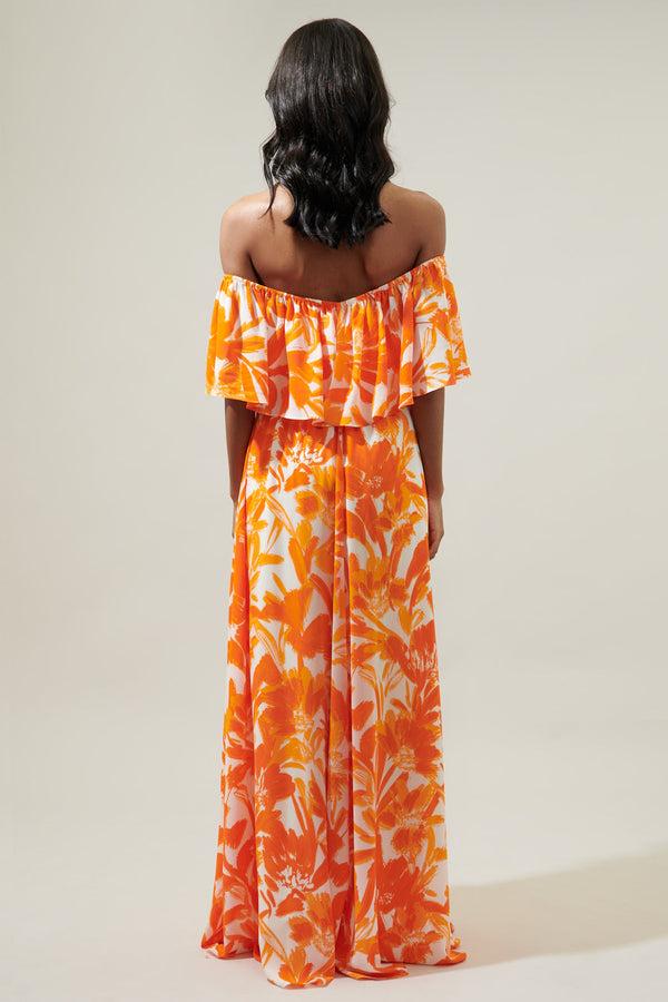 Sugarlips Tropical Dreamsicle Enamored Off The Shoulder Ruffle Dress