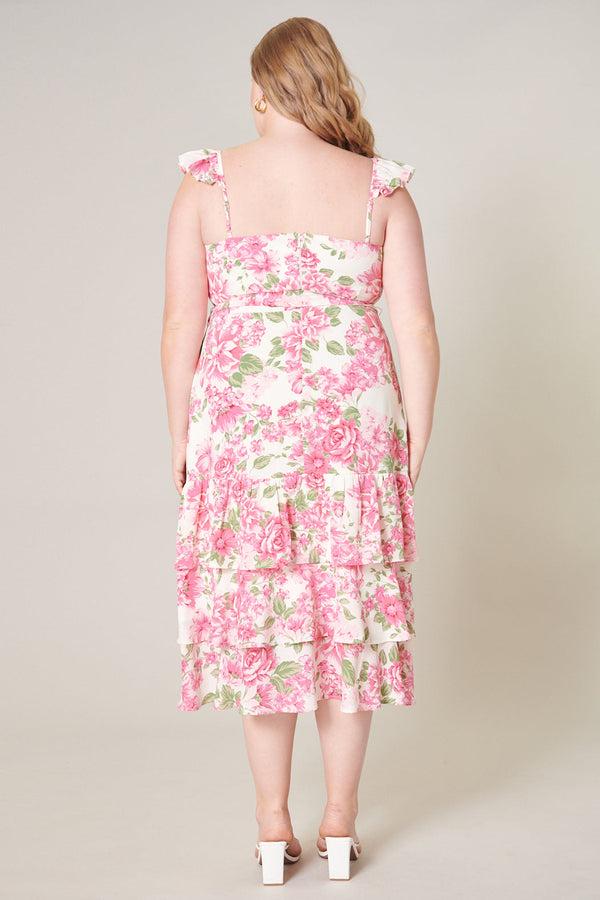 Sugarlips Truth Be Told Guayana Ruffle Tiered Midi Dress Curve