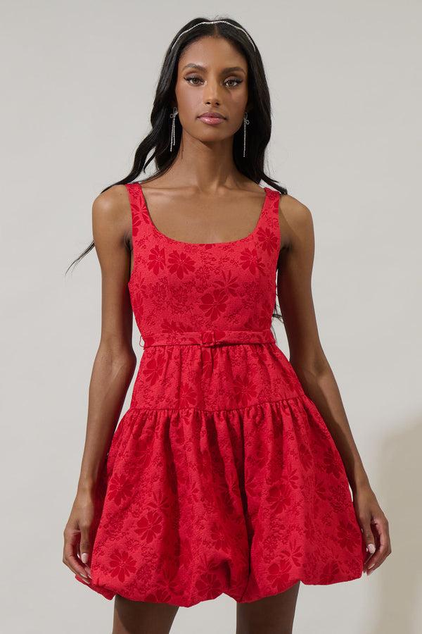 Sugarlips Tulsa Floral Jacquard Drea Bubble Mini Dress