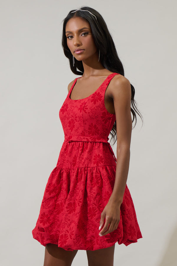 Sugarlips Tulsa Floral Jacquard Drea Bubble Mini Dress