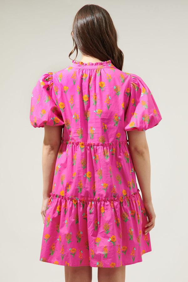 Sugarlips Tune Floral Jeanne Bubble Sleeve Babydoll Dress