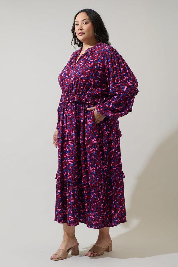 Sugarlips Turma Abstract Iveny Tiered Maxi Dress Curve